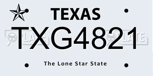 TXG4821 Texas License Plate