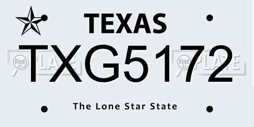 TXG5172 Texas License Plate