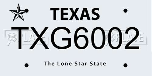 TXG6002 Texas License Plate