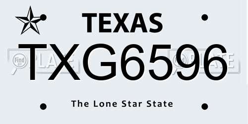 TXG6596 Texas License Plate