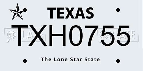 TXH0755 Texas License Plate