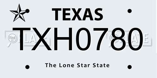 TXH0780 Texas License Plate