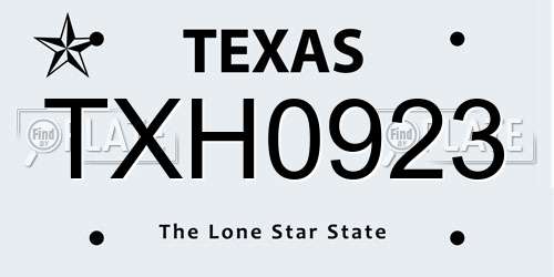 TXH0923 Texas License Plate