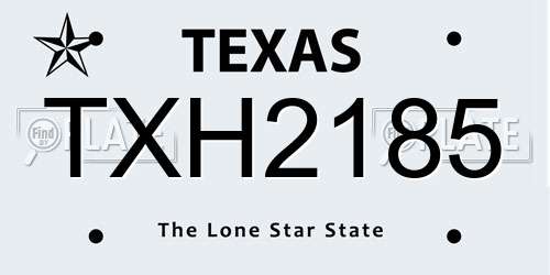 TXH2185 Texas License Plate