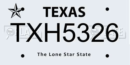 TXH5326 Texas License Plate
