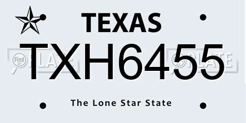 TXH6455 Texas License Plate