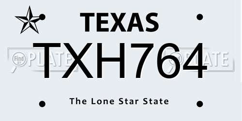 TXH764 Texas License Plate