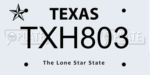 TXH803 Texas License Plate