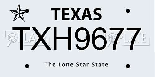 TXH9677 Texas License Plate