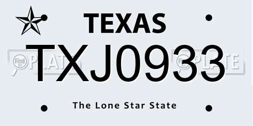 TXJ0933 Texas License Plate