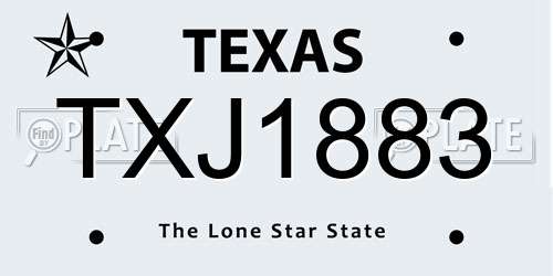 TXJ1883 Texas License Plate