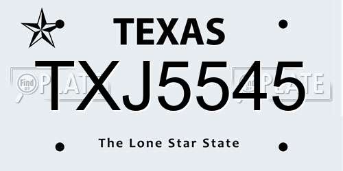 TXJ5545 Texas License Plate