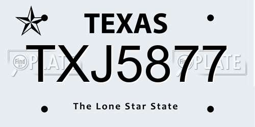 TXJ5877 Texas License Plate