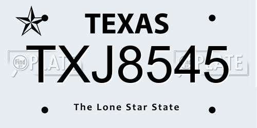TXJ8545 Texas License Plate