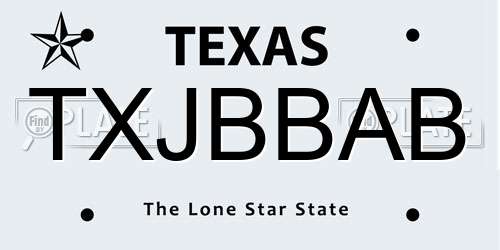 TXJBBAB Texas License Plate