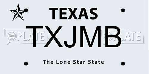 TXJMB Texas License Plate
