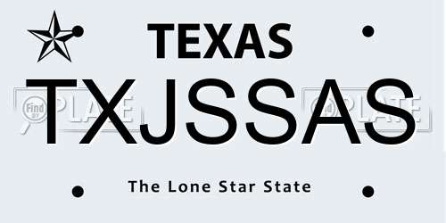 TXJSSAS Texas License Plate