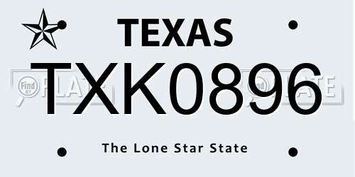 TXK0896 Texas License Plate