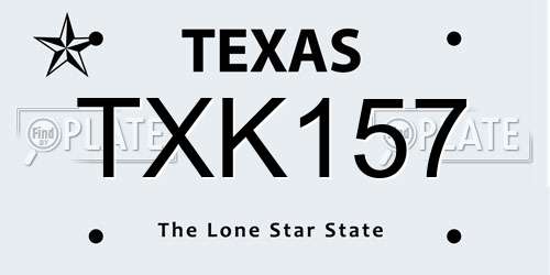 TXK157 Texas License Plate