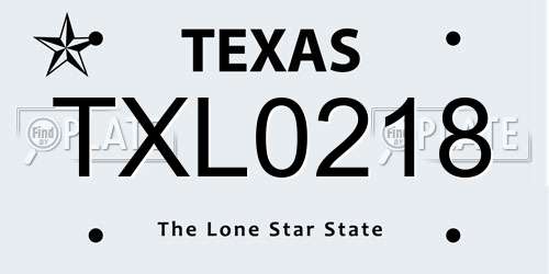 TXL0218 Texas License Plate