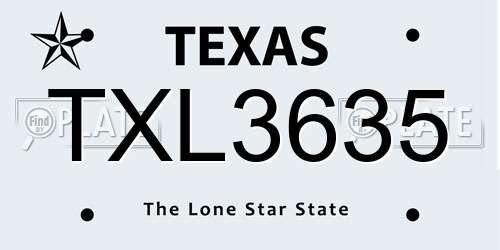 TXL3635 Texas License Plate