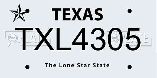 TXL4305 Texas License Plate