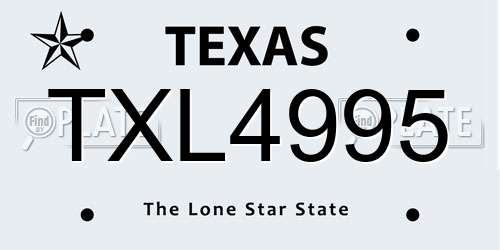 TXL4995 license plate in TX state
