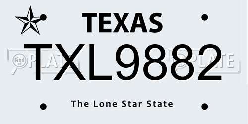 TXL9882 Texas License Plate