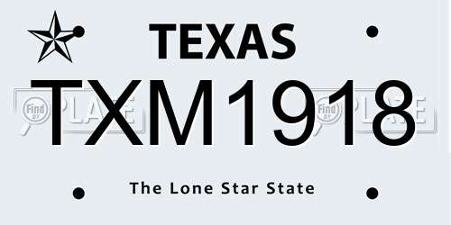 TXM1918 Texas License Plate