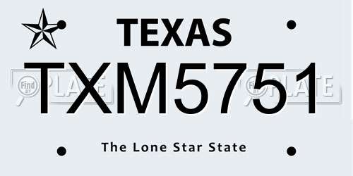 TXM5751 Texas License Plate