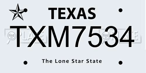 TXM7534 Texas License Plate