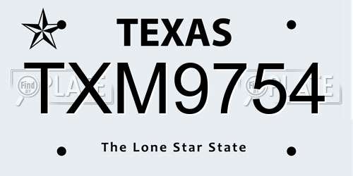 TXM9754 Texas License Plate
