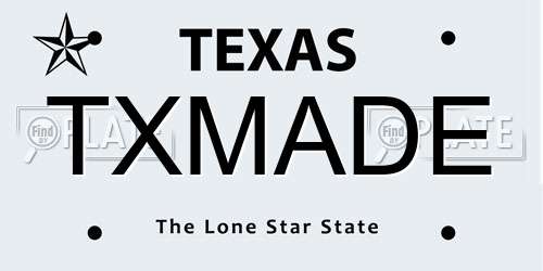 TXMADE Texas License Plate