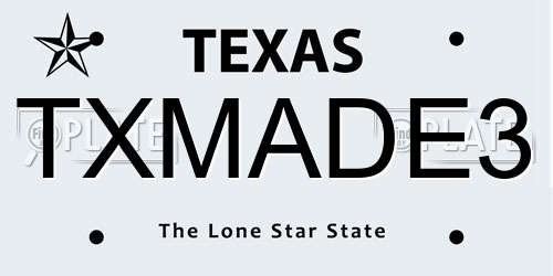 TXMADE3 Texas License Plate
