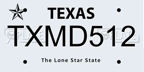 TXMD512 Texas License Plate