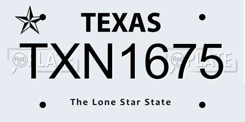 TXN1675 Texas License Plate