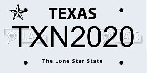 TXN2020 Texas License Plate