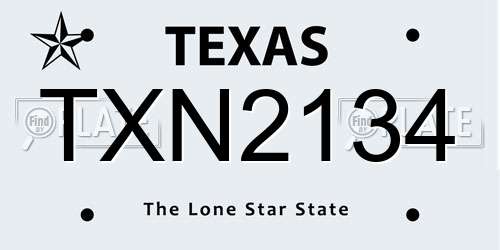 TXN2134 Texas License Plate