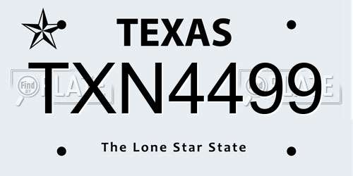 TXN4499 Texas License Plate
