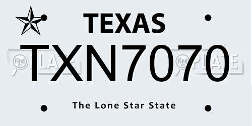 TXN7070 Texas License Plate