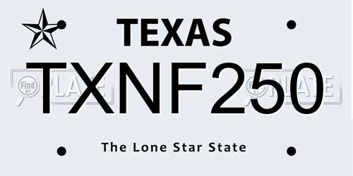 TXNF250 Texas License Plate