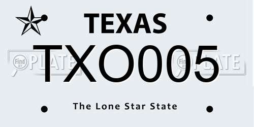 TXO005 Texas License Plate