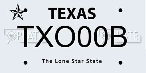 TXO00B Texas License Plate