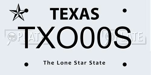 TXO00S Texas License Plate