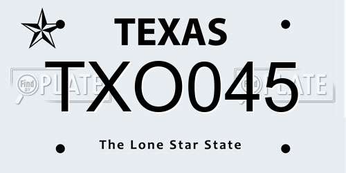 TXO045 Texas License Plate