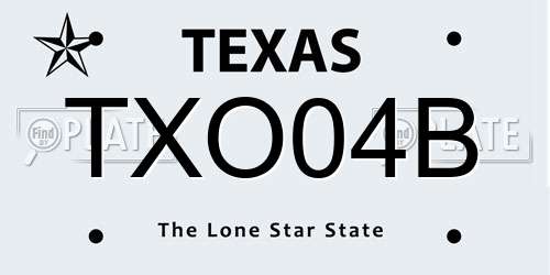 TXO04B Texas License Plate