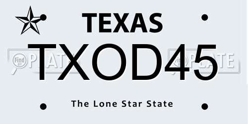 TXOD45 Texas License Plate