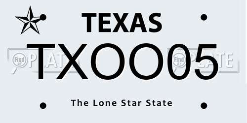 TXOO05 Texas License Plate