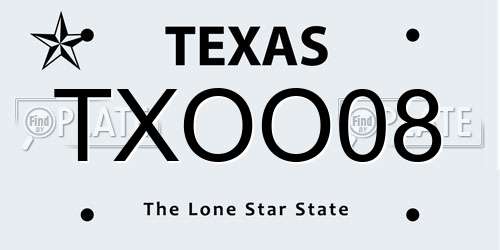TXOO08 Texas License Plate