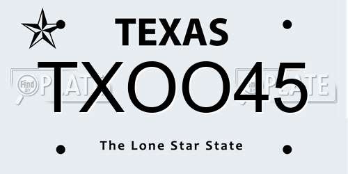 TXOO45 Texas License Plate